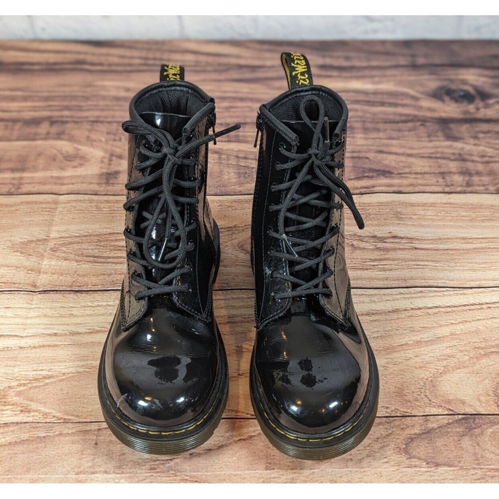 Dr. Martens‎ Patent Leather Boots Side Zip Black Boots Youth Size 6